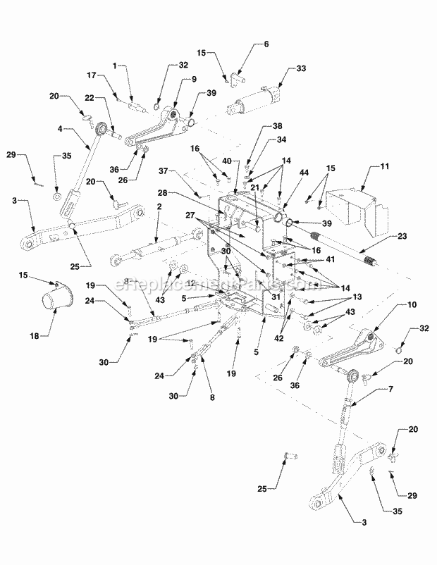 Three Point Hitch Diagram and Parts List for 5264DE 54AE546-710, 54BE546-710 Cub Cadet Lawn Tractor